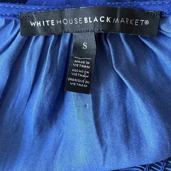 NWOT White House Black Market Long Sleeve Deep Purple Ruched V Neck Top Size S - Picture 9 of 11